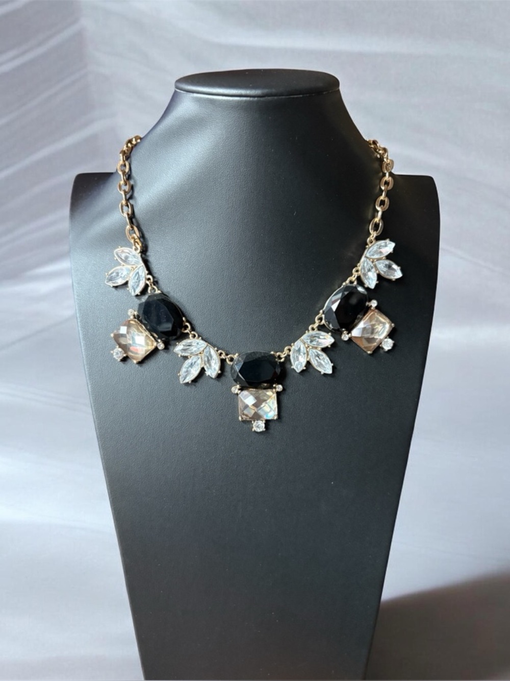 Black & Clear Rhinestone Necklace NWOT